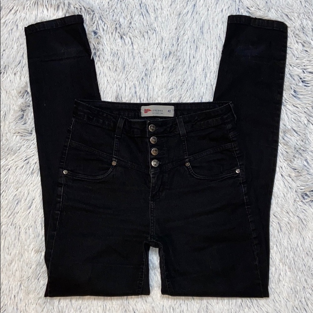 Pool Colors High Rise Black Stretch Jeans 30